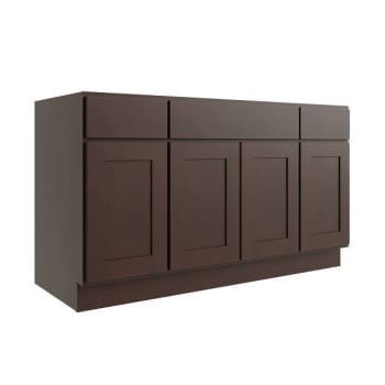 Image for Cnc Cabinetry Luxor 60" 4-Door Sink Base Cabinet, Shaker Espresso from HD Supply