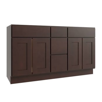 Image for CNC Cabinetry Luxor 3-Drawer Vanity Base Cabinet, 60"W X 34.5"H, Shaker Espresso from HD Supply