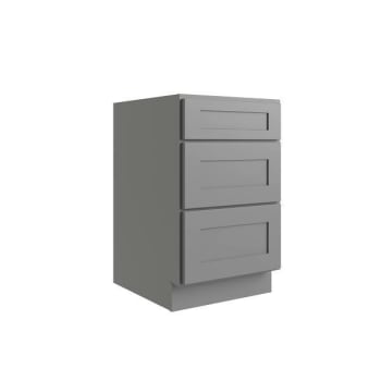 Cnc Cabinetry Luxor 24" 3-Drawer Base Cabinet, 5-Pc Drawer, Shaker Misty Grey