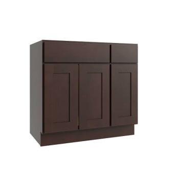 CNC Cabinetry Luxor 3-Door Vanity Base Cabinet, 42"W X 34.5"H, Shaker Espresso
