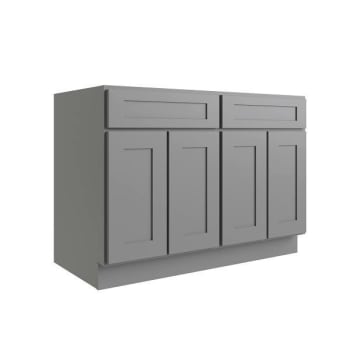 Image for Cnc Cabinetry Luxor 48" 4-Door Sink Base Cabinet, 5-Pc Drawer, Shaker Misty Grey from HD Supply