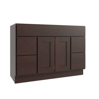CNC Cabinetry Luxor 2-Door Vanity Cabinet, 48"Wx34.5"Hx21"D, Shaker Espresso