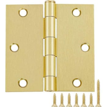 Image for Global Door Controls 3 In. X 3 In. Plain Bearing Steel Hinges Square (Brass) (2-Pack) from HD Supply