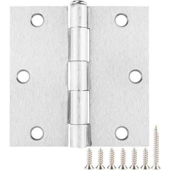 Global Door Controls 3 In. X 3 In. Plain Bearing Steel Hinges (Satin Nickel) (2-Pack)