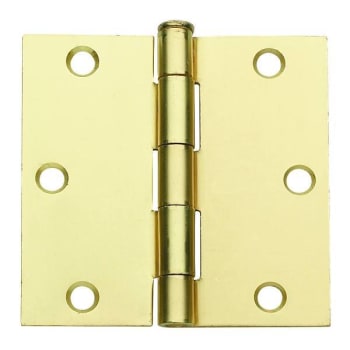 Global Door Controls 3 In. X 3 In. Plain Bearing Steel Hinges (Satin Brass) (2-Pack)