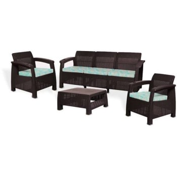 Image for Inval Mq Ferrara 4-Piece Premium Furniture Set Espresso/turquoise from HD Supply