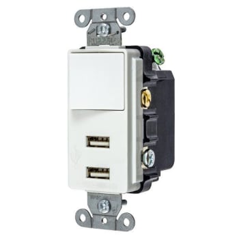 Image for Hubbell Wiring® Single Pole Three Way Switch/USB 15a 120v Combo Recp White from HD Supply