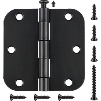Global Door Controls 3.5 In. X 3.5 In. Mortise Hinge With 5/8 Radius (Matte Black) (2-Pack)