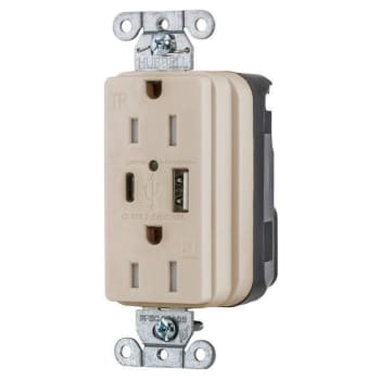 Image for Hubbell Wiring® Snapconnect® 15a 125v USB A/C Duplex Receptacle Light Almond from HD Supply