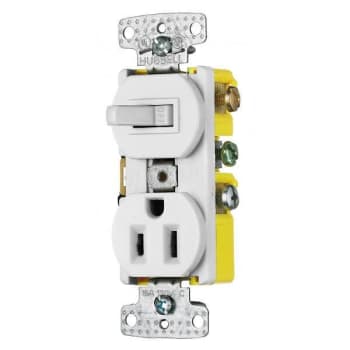 Image for Hubbell Wiring® Single Pole Toggle/15a 120v Tr Combo Recp White Package Of 10 from HD Supply