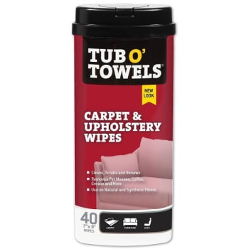 Image for Tub O' Towels Carpet/Upholstery Cleaning Wipes Remove Tough Stains Case Of 12 from HD Supply