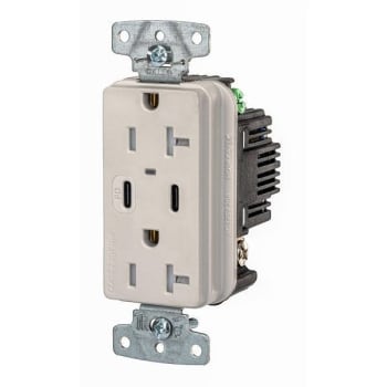 Image for Hubbell Wiring Devices 20a USB C Power Delivery Rec Light Almond from HD Supply