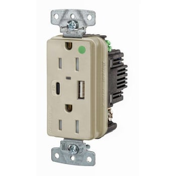 Image for Hubbell Wiring Devices 15a Hospital Grade USB A/C Power Delivery Rec Ivory from HD Supply