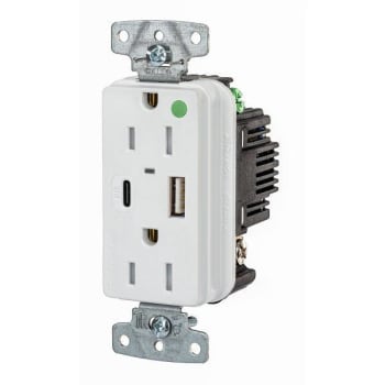 Image for Hubbell Wiring Devices 15a Hospital Grade USB A/C Power Delivery Rec White from HD Supply