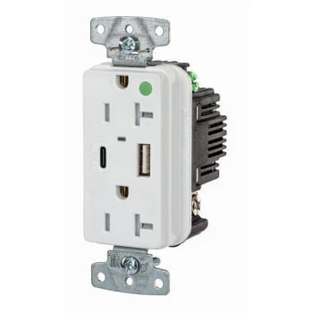 Image for Hubbell Wiring Devices 20a Hospital Grade USB A/C Power Delivery Rec White from HD Supply