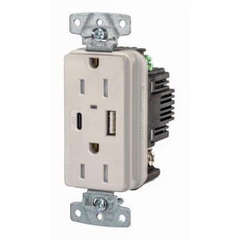 Image for Hubbell Wiring Devices 15a USB A/C Power Delivery Receptacle Light Almond from HD Supply