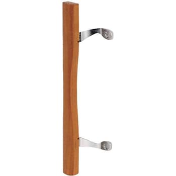 Diecast Construction Sliding Glass Door Pull Wood Handle (Chrome)