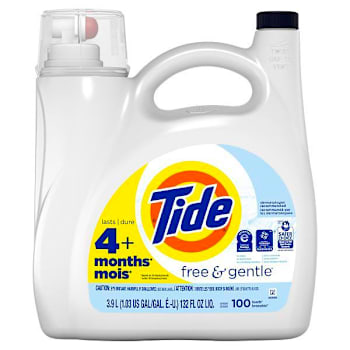 Tide Free & Gentle Liquid Laundry Detergent, 100 Loads, 132 Oz., Case Of 4
