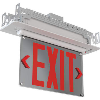 Image for Lithonia Lighting Basics™ Edge-Lit Exit Sign, Universal Mount, Red Letter, White from HD Supply