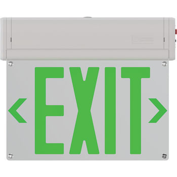 Lithonia Lighting Basics™ Edge-Lit Exit Sign, Surface Mount, Green Letter, White
