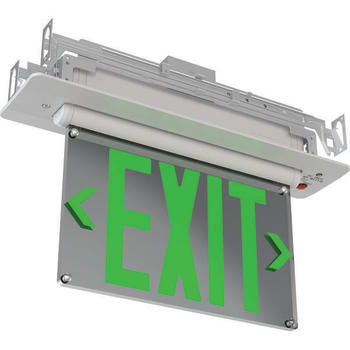 Image for Lithonia Lighting Basics™ Edge-Lit Exit Sign, Universal Mount Green Letter White from HD Supply