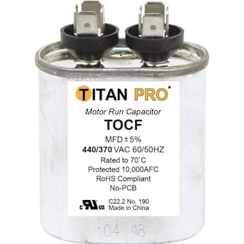 Packard Titan PRO Run Capacitor 7.5 MFD 440/370-Volt Oval