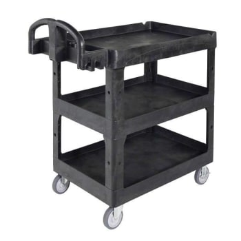 Image for Rubbermaid Commercial Brute 3-Shelf Heavy Duty Ergo Utility Cart, Medium, Black from HD Supply