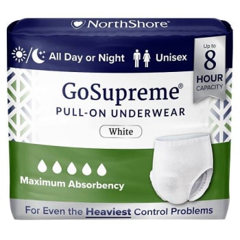 Northshore Gosupreme Pull-On Absorb Underwear Hvy Incontinenc 2XL Wht Case Of 48