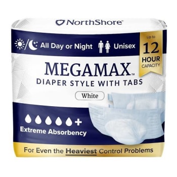 Northshore Megamax Overnight Adult Diaper Hvy Incontinence Wht 2XL Case Of 32