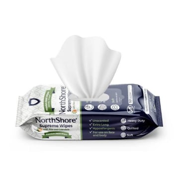 Image for Northshore Supreme XL Adult Size Quilted Wipes Premoisten Unscented Case Of 600 from HD Supply