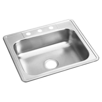Image for Elkay Dayton Stainless Steel 25" X 22" X 6-9/16" 3-Hole Equal Single Bowl Sink from HD Supply