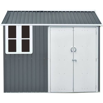 Image for Hanover Galvanized Steel Nordic Storage Shed, Dark Gray/White, 6' X 8' X 7' from HD Supply