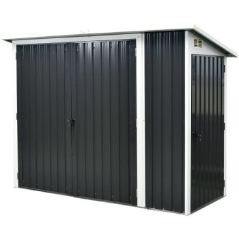 Image for Hanover 2-In-1 Galvanized Steel Multi-Use Shed, Dark Gray, 3.6' X 8' X 5.75' from HD Supply