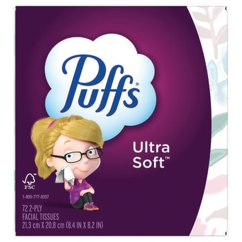 Image for Puffs Ultra Soft Facial Tissue 2-Ply White 72 Sheets Case Of 24 from HD Supply