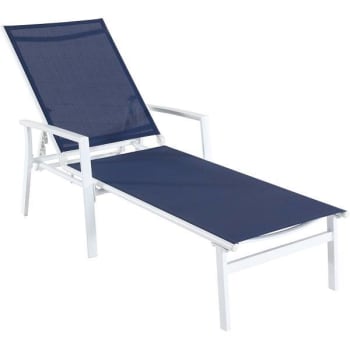 Image for Cape Soleil Santorini Aluminum Sling Chaise Lounge Chair Navy Blue Sling from HD Supply