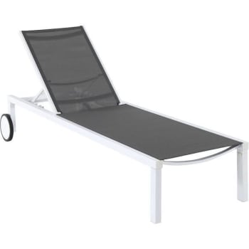 Image for Cape Soleil Santorini Aluminum Sling Chaise Lounge Chair With Wheels Gray Sling from HD Supply