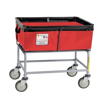 Image for R&B Wire Products® Antimicrobial Elevated Vinyl Basket Truck 3 Bushel Red from HD Supply