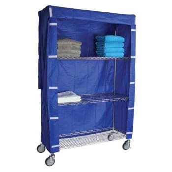 R&B Wire Products® Tall Rolling Wire Shelving Cart Nylon Cover 24x36x72 Blue