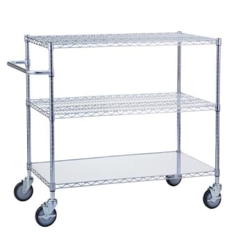 Image for R&B Wire Products® Triple Shelf Utility Cart W/ Solid Bottom 18"x 36" from HD Supply