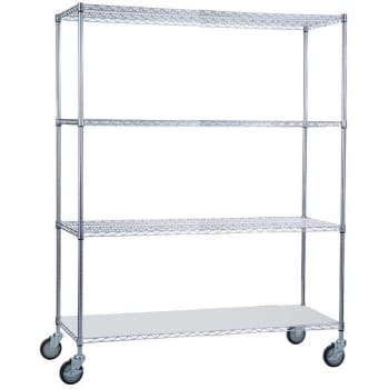Image for R&B Wire Products® Rolling Wire Shelving Cart 18x60x68 With Solid Bottom Shelf from HD Supply