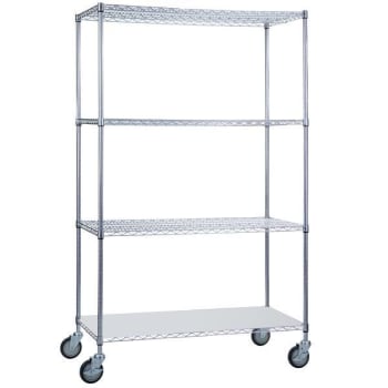 Image for R&B Wire Products® Rolling Wire Shelving Cart 24x36x68 With Solid Bottom Shelf from HD Supply