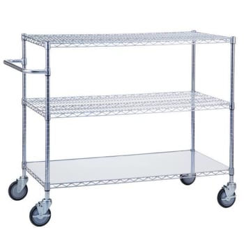 Image for R&B Wire Products® Triple Shelf Utility Cart W/ Solid Bottom 24"X 48" from HD Supply