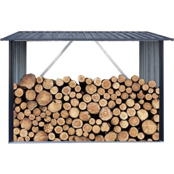 Image for Hanover Galvanized Steel Woodshed Storage Rack, Dark Gray, 7.1' X 2.75' X 5' from HD Supply