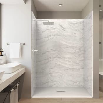 Image for CASTICO 60"X32"X84" Alcove Solid Composite Stone Shower Kit Sierra Light Walls from HD Supply