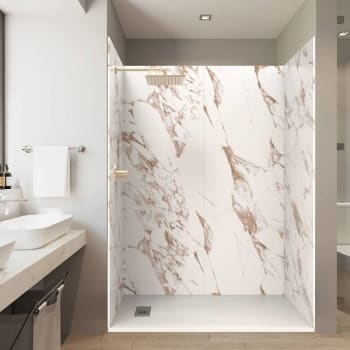 Image for CASTICO 60"X32"X84" Alcove Solid Composite Stone Shower Kit - Caramel Walls from HD Supply