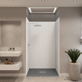 Image for CASTICO 48"X34"X84" Solid Composite Stone Shower Kit Subway Walls from HD Supply