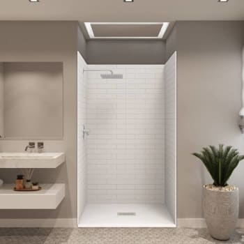 Image for CASTICO 48"X34"X84" Solid Composite Stone Alcove Shower Kit Subway Walls from HD Supply