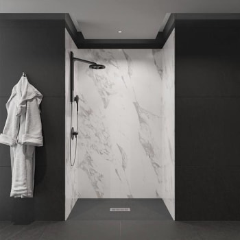 Image for CASTICO 48"X34"X84" Alcove Solid Composite Stone Shower Kit Carrara Wall from HD Supply