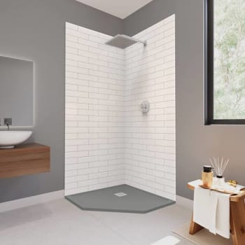Image for CASTICO Corner Neo 37"X37"X84" Solid Composite Stone Kit Subway Walls-Graphite from HD Supply