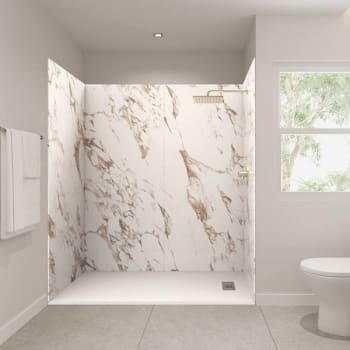 Image for Castico 72x36x84" Solid Composite Stone Alcove Shower Kit Caramel Walls from HD Supply